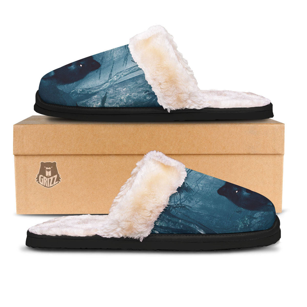 Wolf Jungle Print Slippers-grizzshop