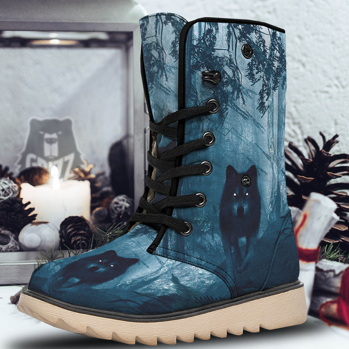 Wolf Jungle Print Snow Boots-grizzshop