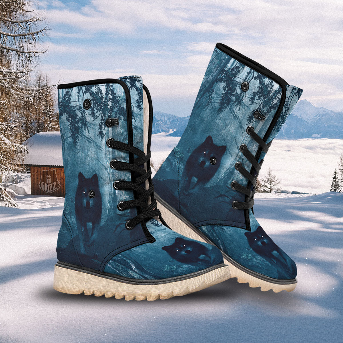 Wolf Jungle Print Snow Boots-grizzshop