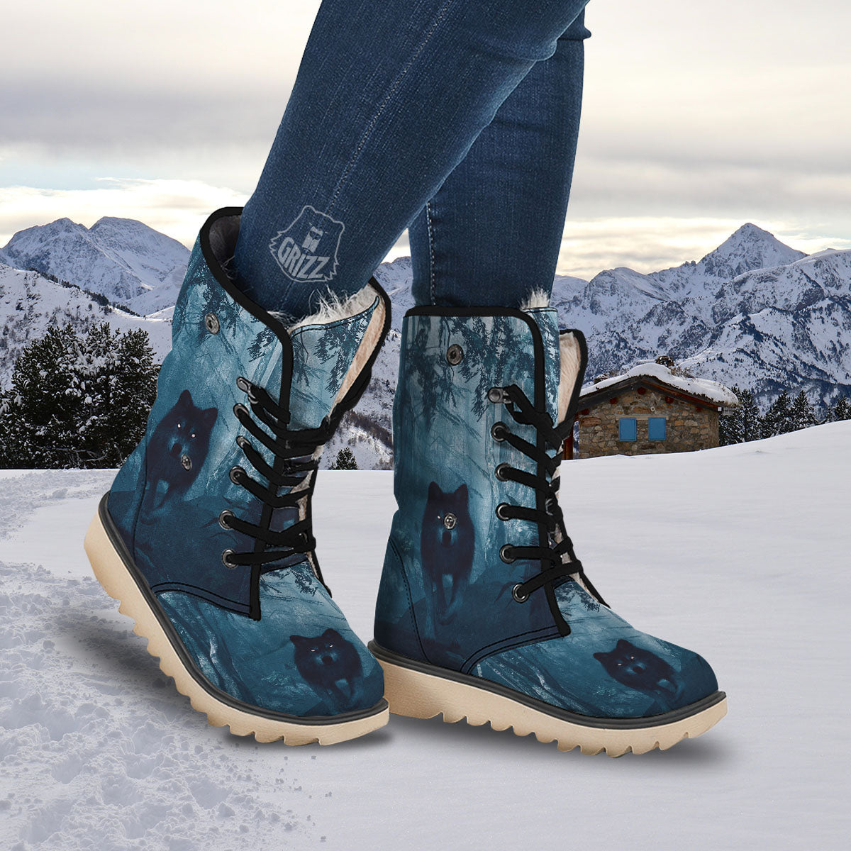Wolf Jungle Print Snow Boots-grizzshop