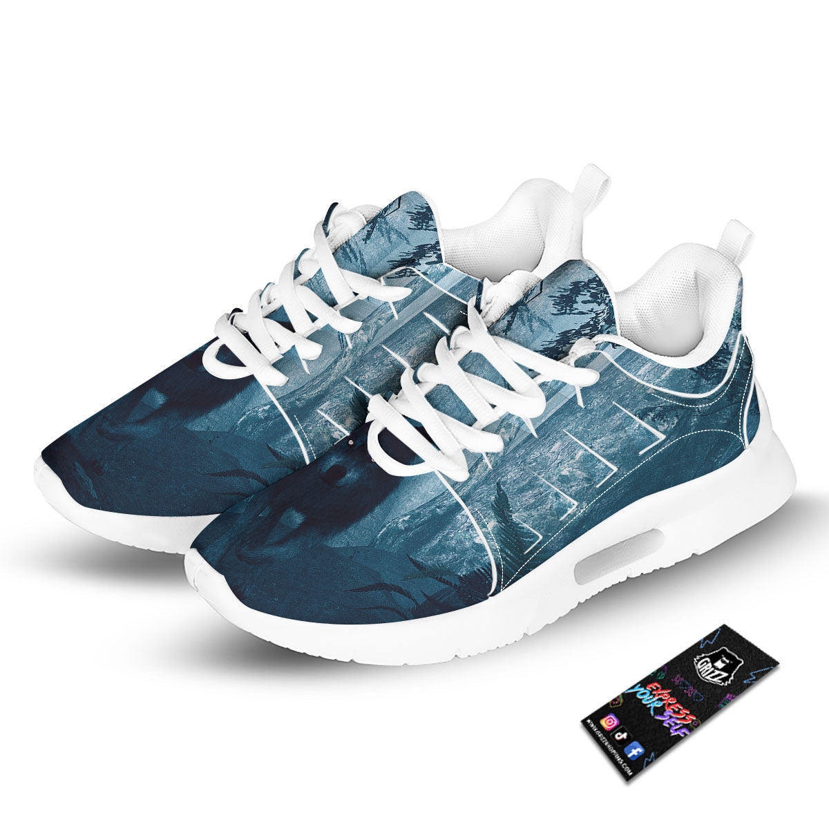 Wolf Jungle Print Tennis Shoes-grizzshop