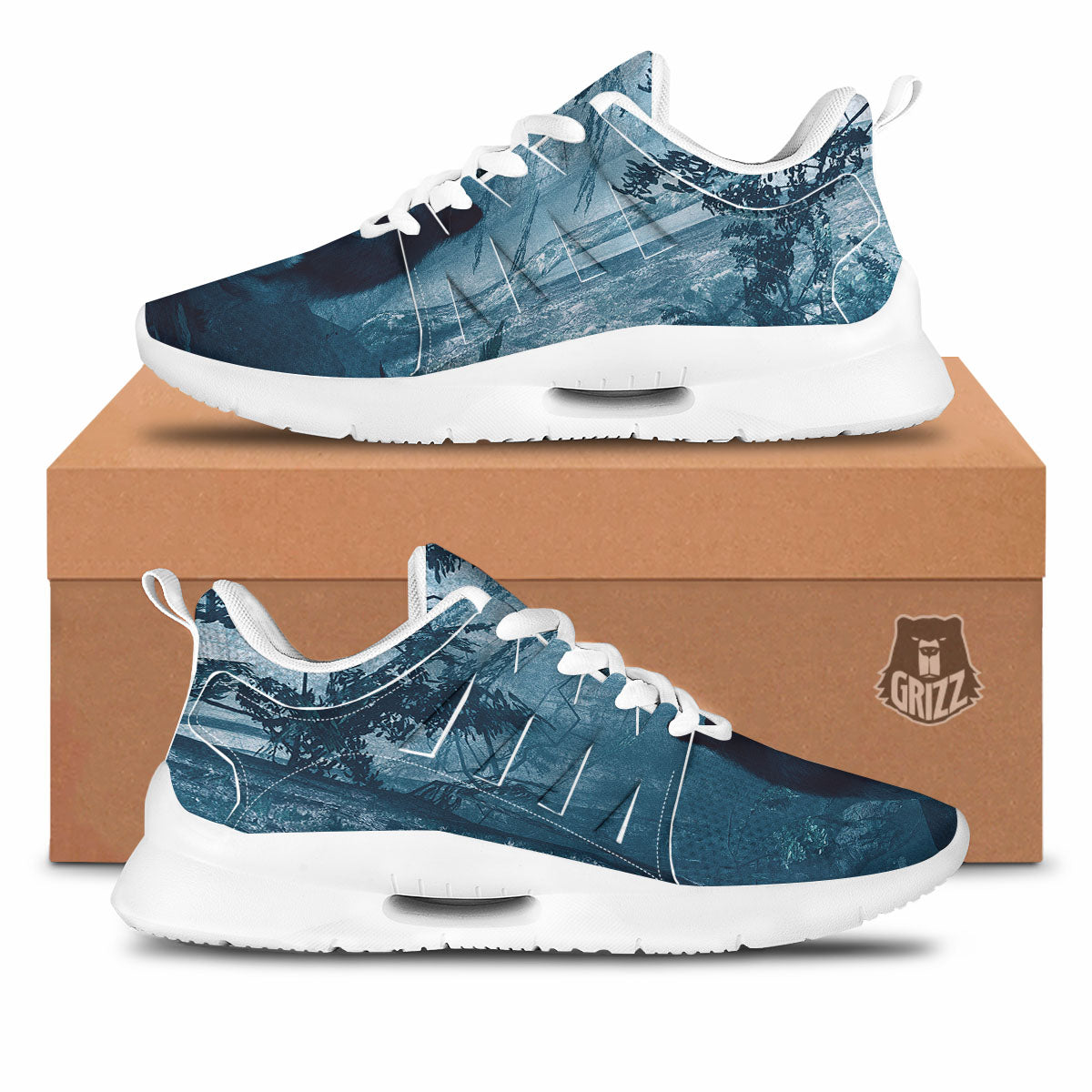 Wolf Jungle Print Tennis Shoes-grizzshop