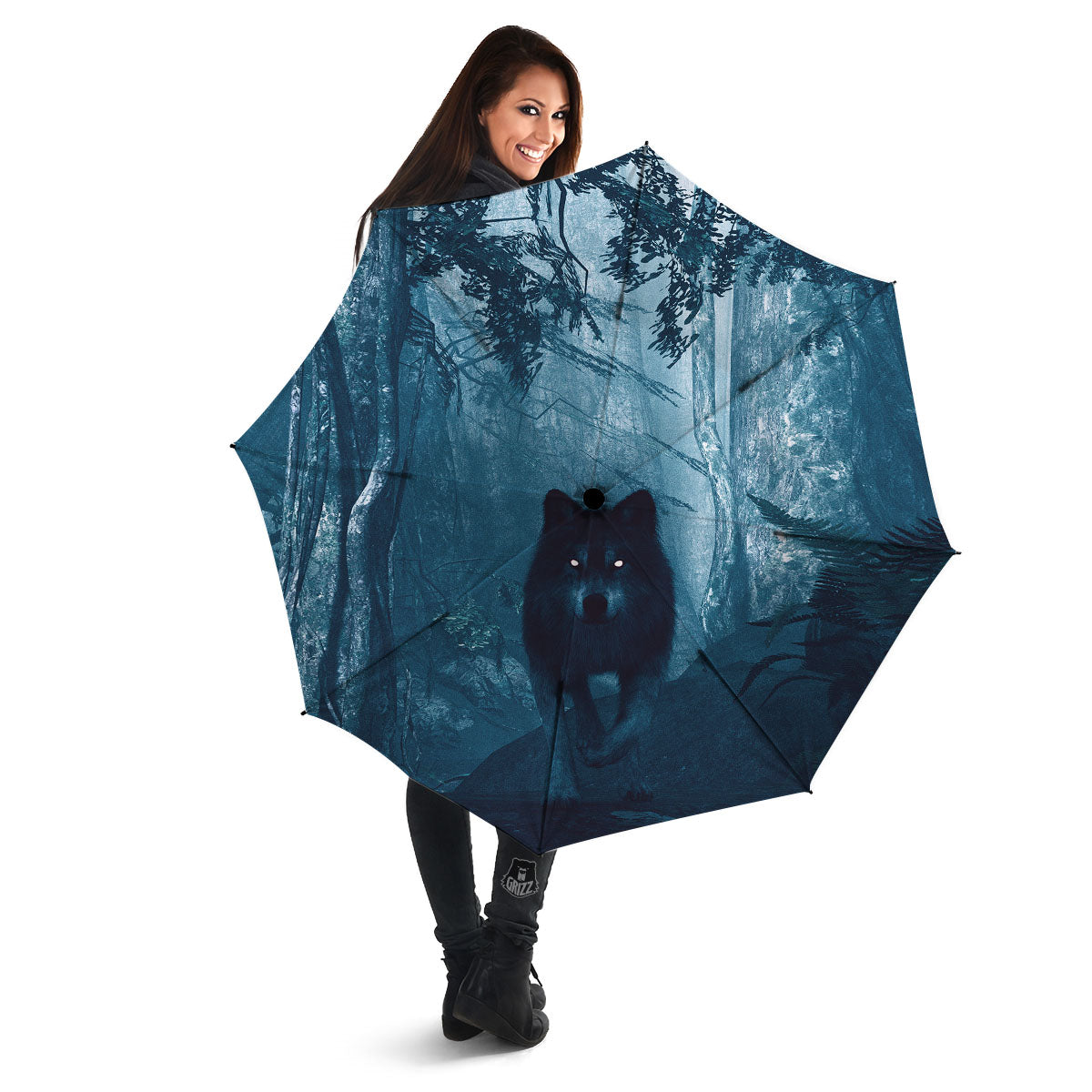 Wolf Jungle Print Umbrella-grizzshop