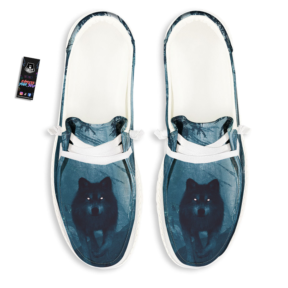 Wolf Jungle Print White Loafers-grizzshop