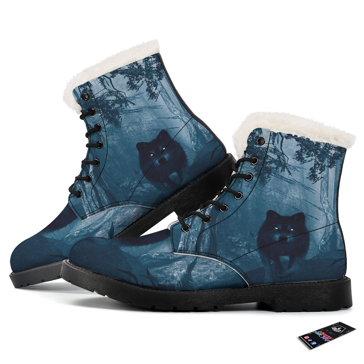 Wolf Jungle Print Winter Boots-grizzshop