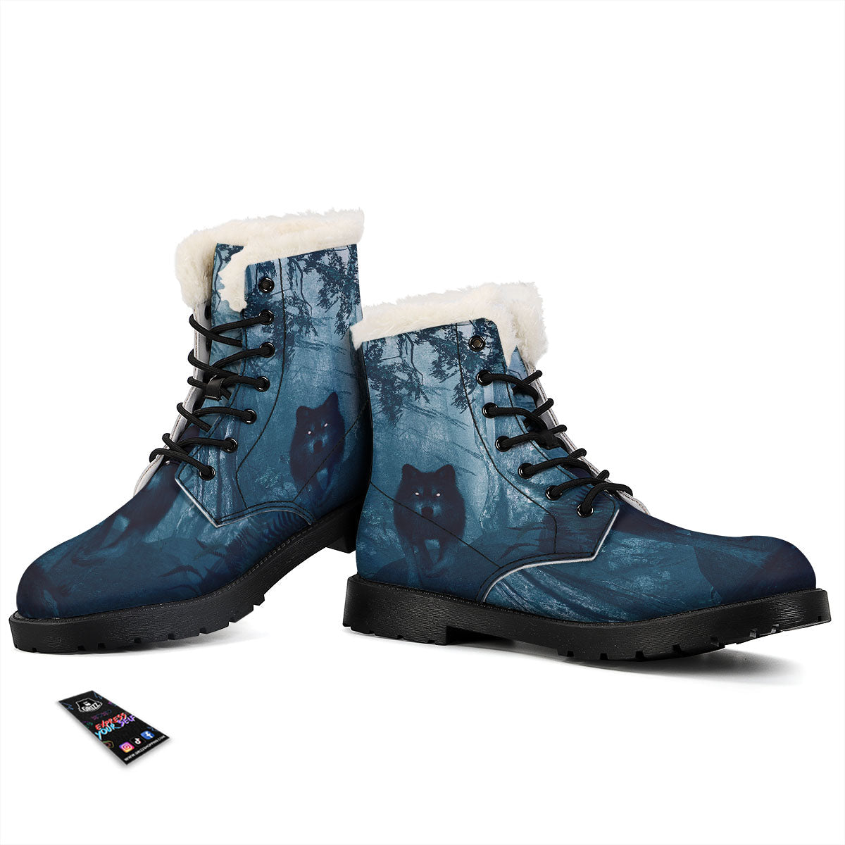 Wolf Jungle Print Winter Boots-grizzshop
