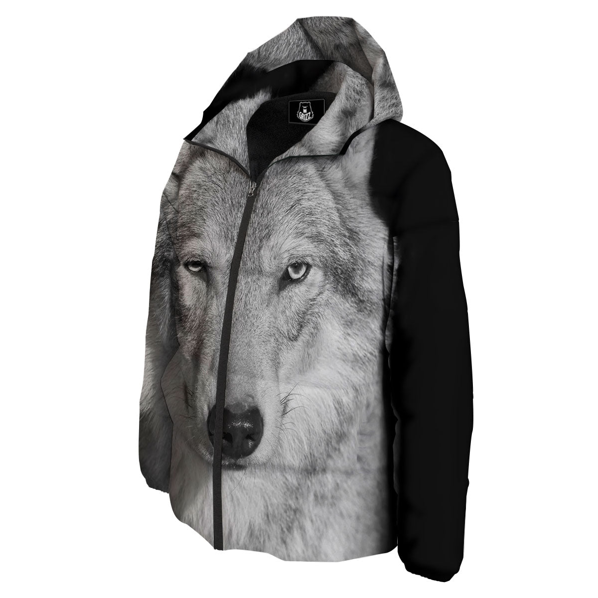 Wolf Monochrome Print Down Jacket-grizzshop