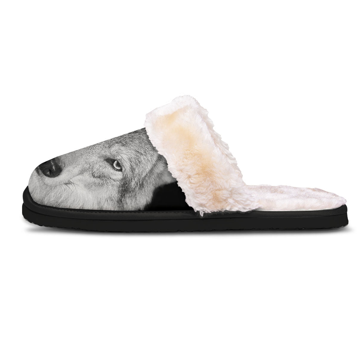 Wolf Monochrome Print Slippers-grizzshop