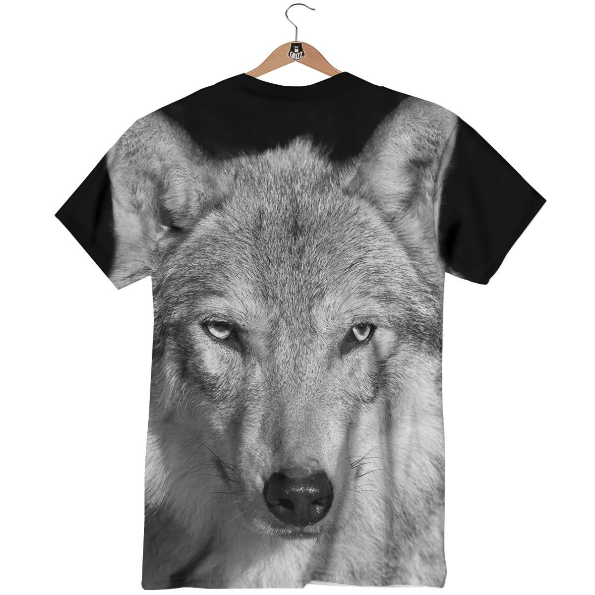 Wolf Monochrome Print T-Shirt-grizzshop