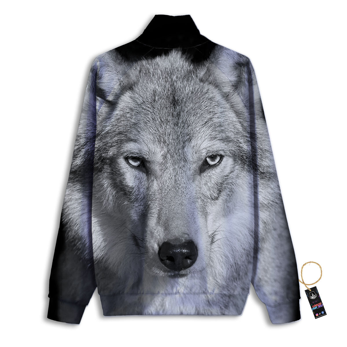 Wolf Monochrome Print Track Jacket-grizzshop