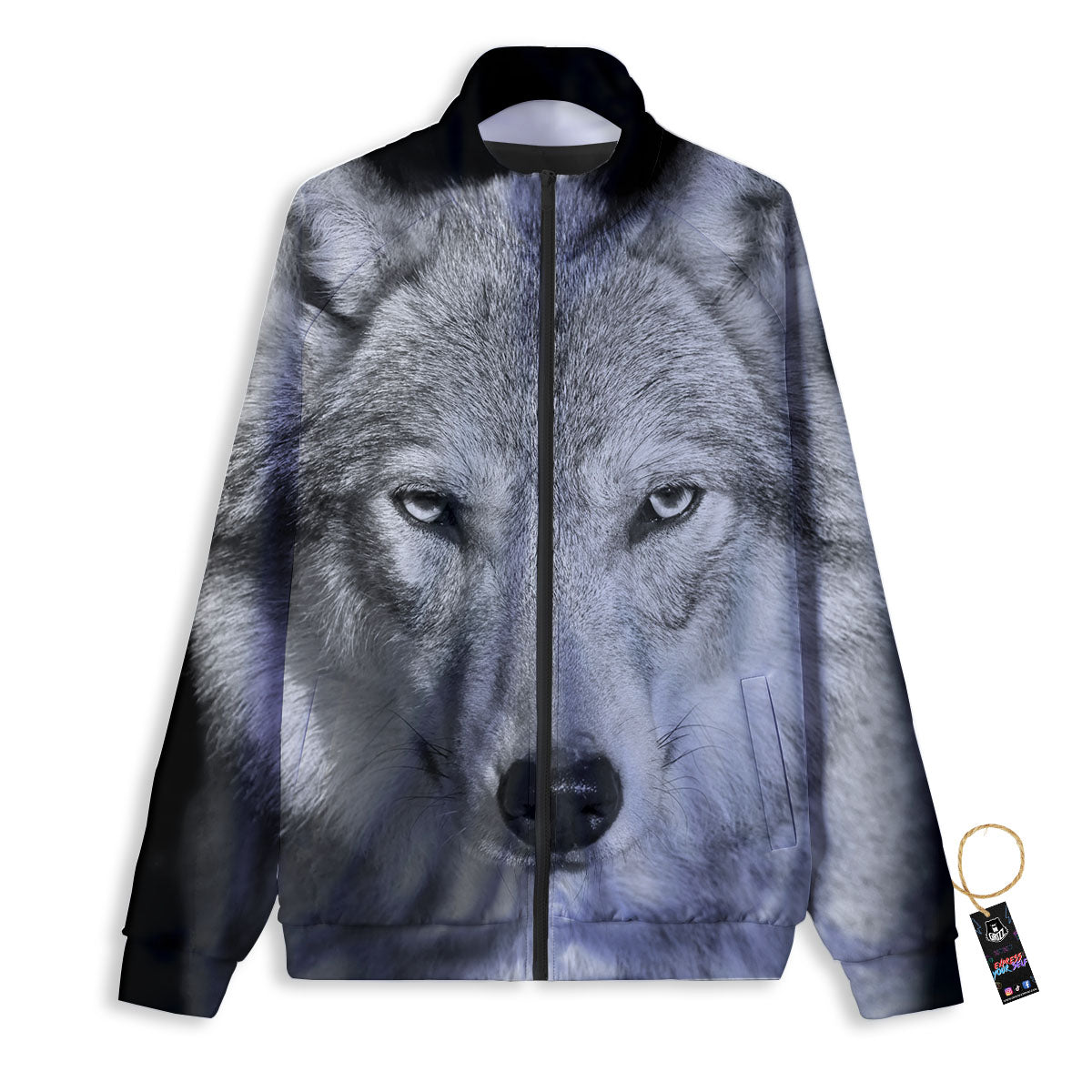 Wolf Monochrome Print Track Jacket-grizzshop