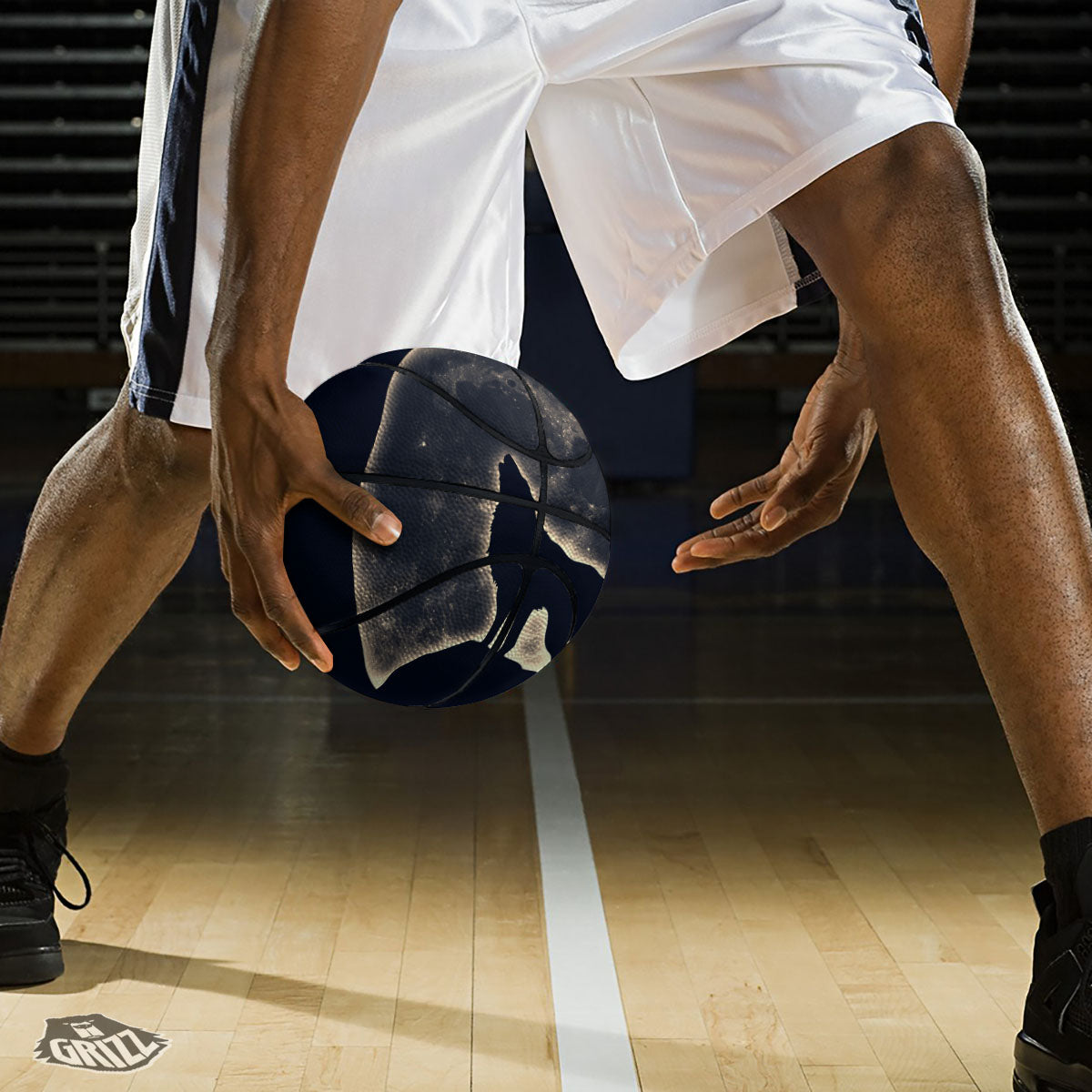 Wolf Moonlight Print Basketball-grizzshop