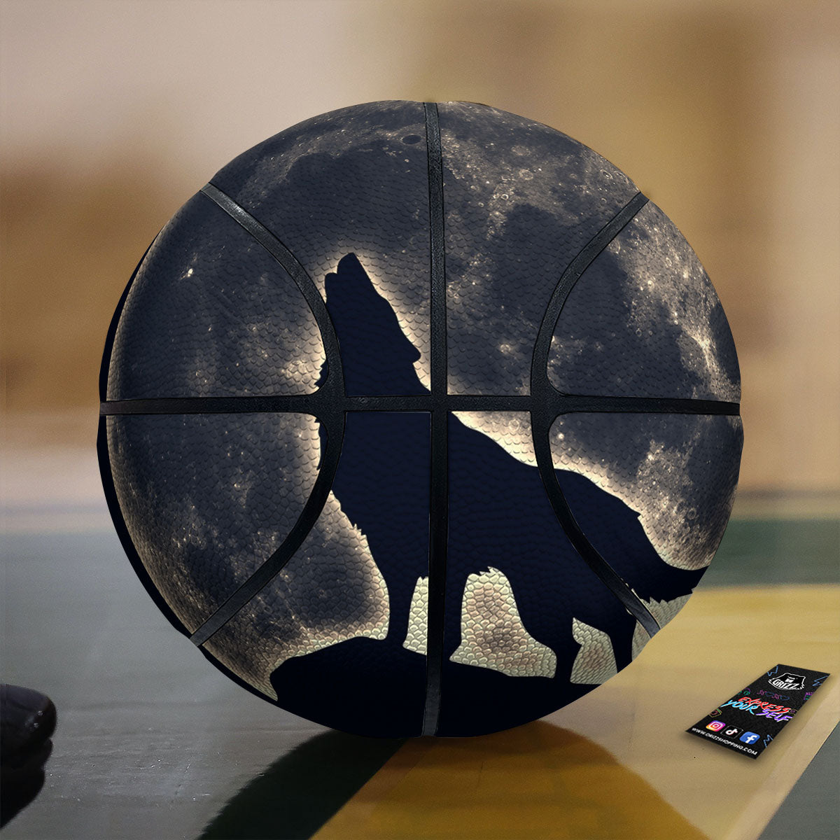 Wolf Moonlight Print Basketball-grizzshop