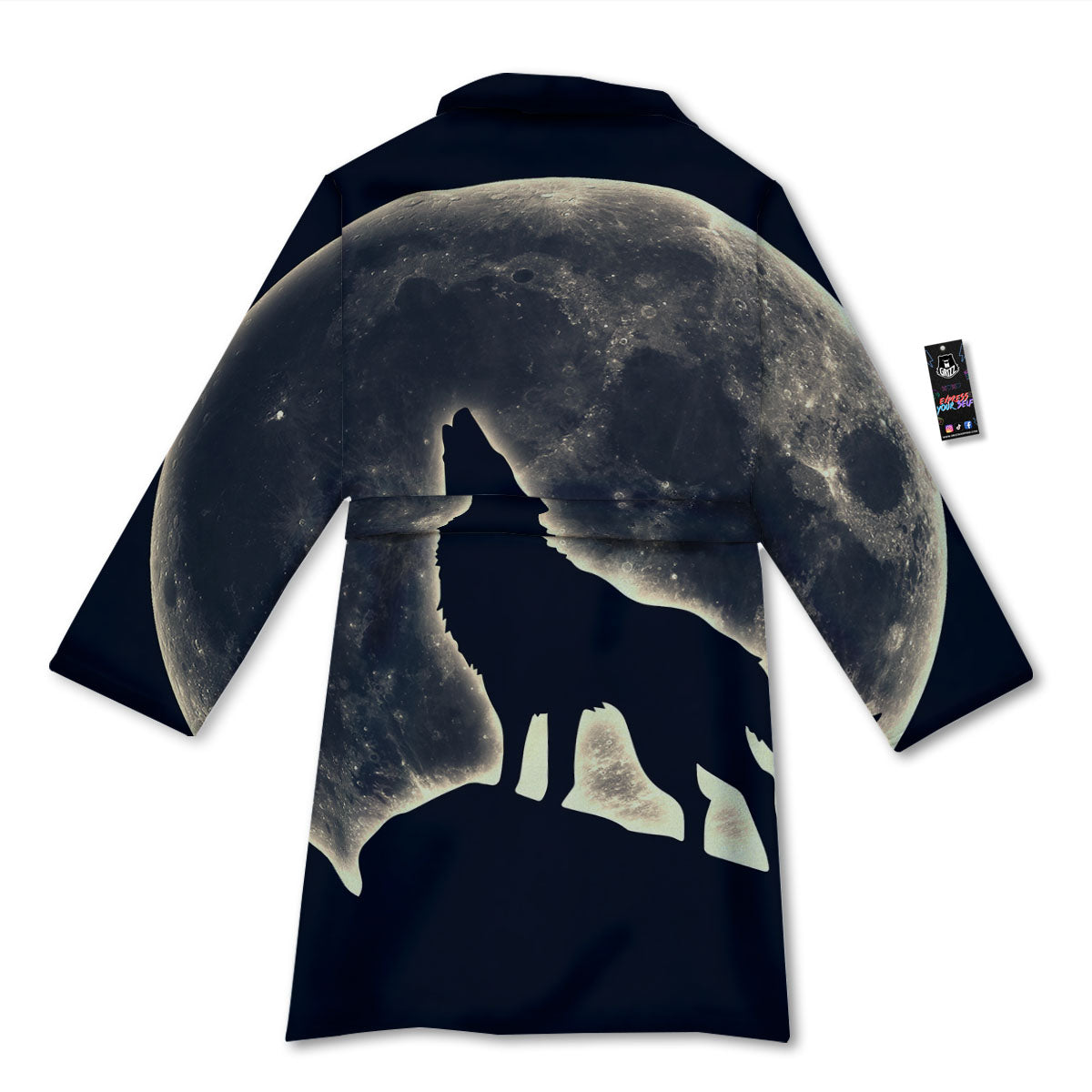 Wolf Moonlight Print Bathrobe-grizzshop
