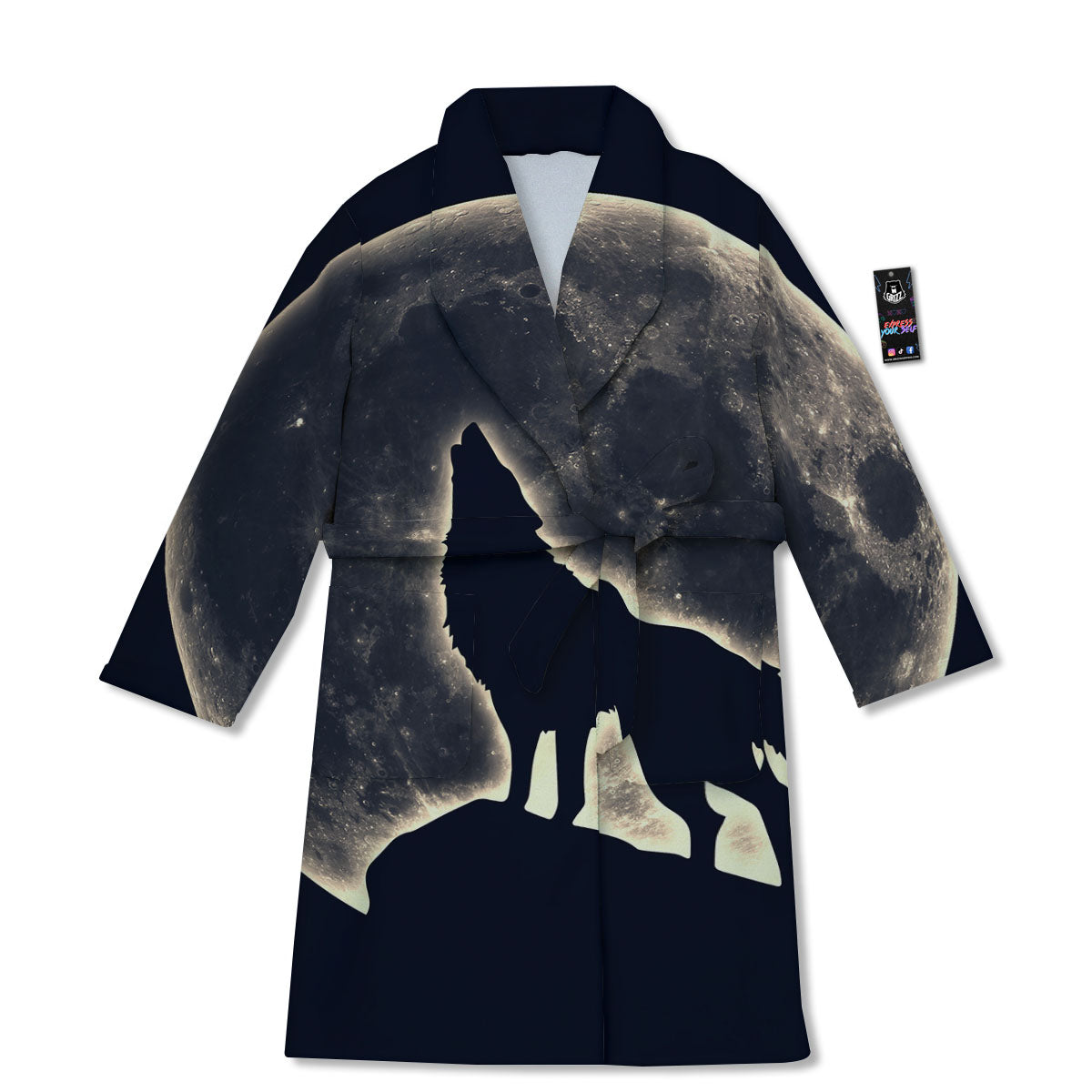 Wolf Moonlight Print Bathrobe-grizzshop