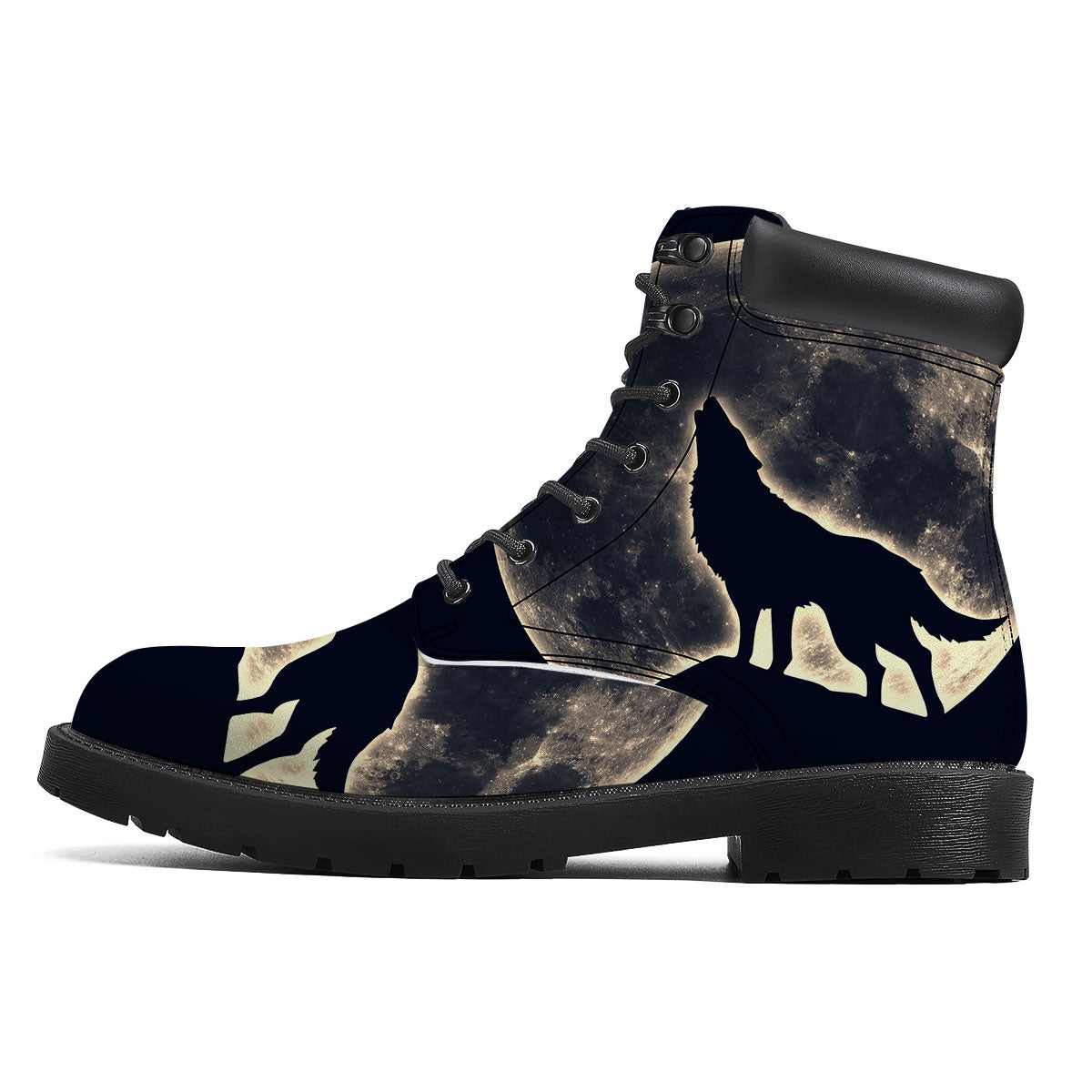 Wolf Moonlight Print Boots-grizzshop