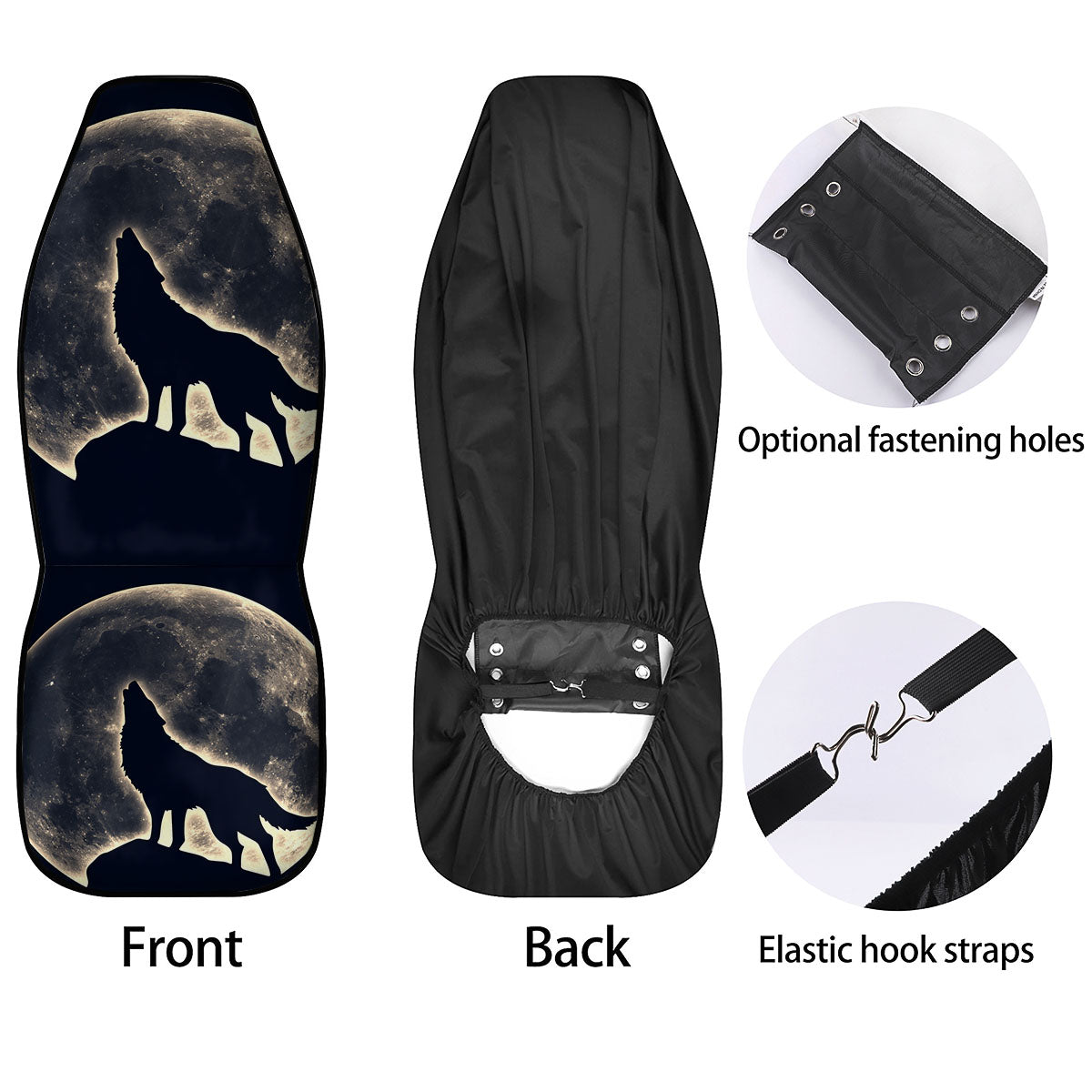 Wolf Moonlight Print Car Seat Covers-grizzshop