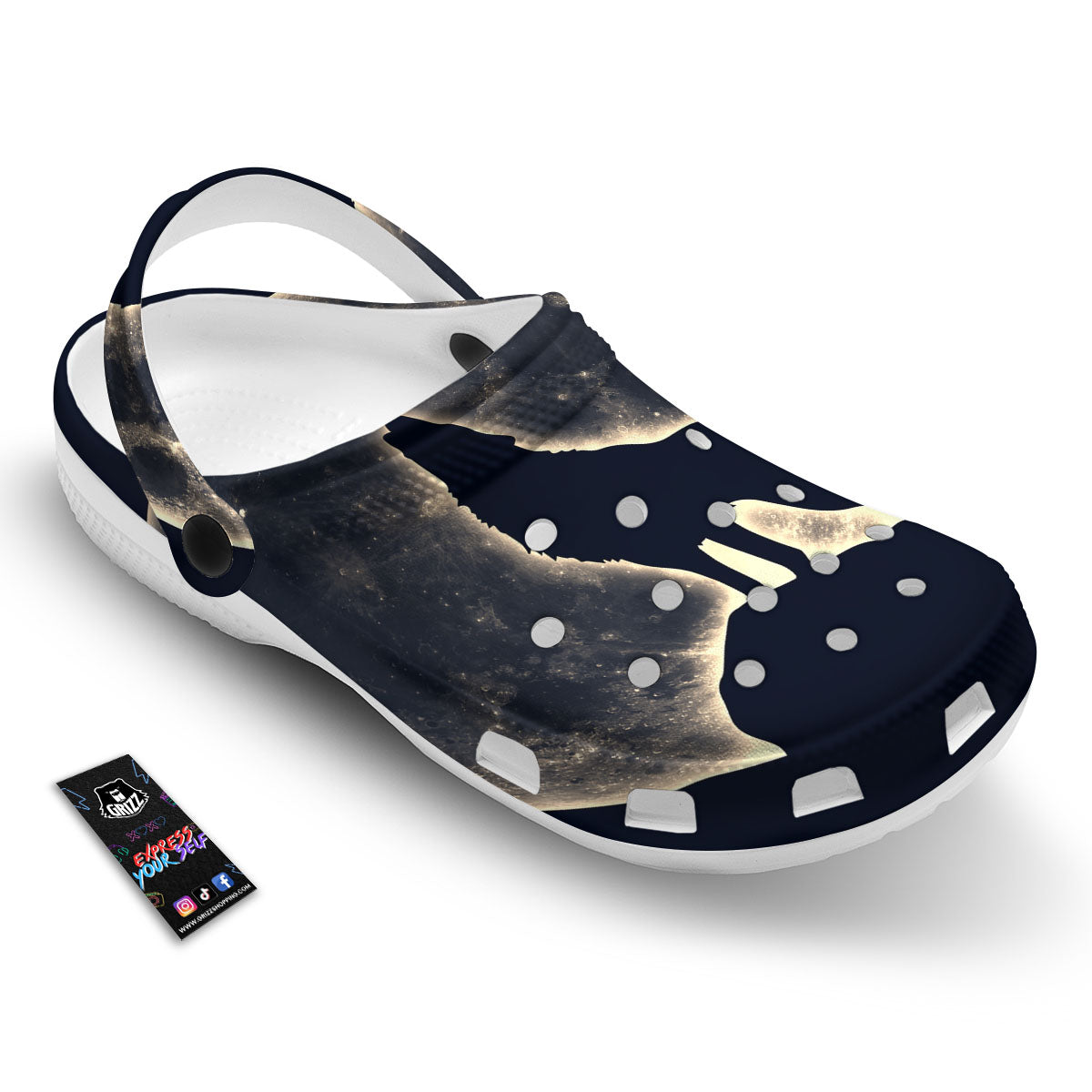 Wolf Moonlight Print Clog-grizzshop