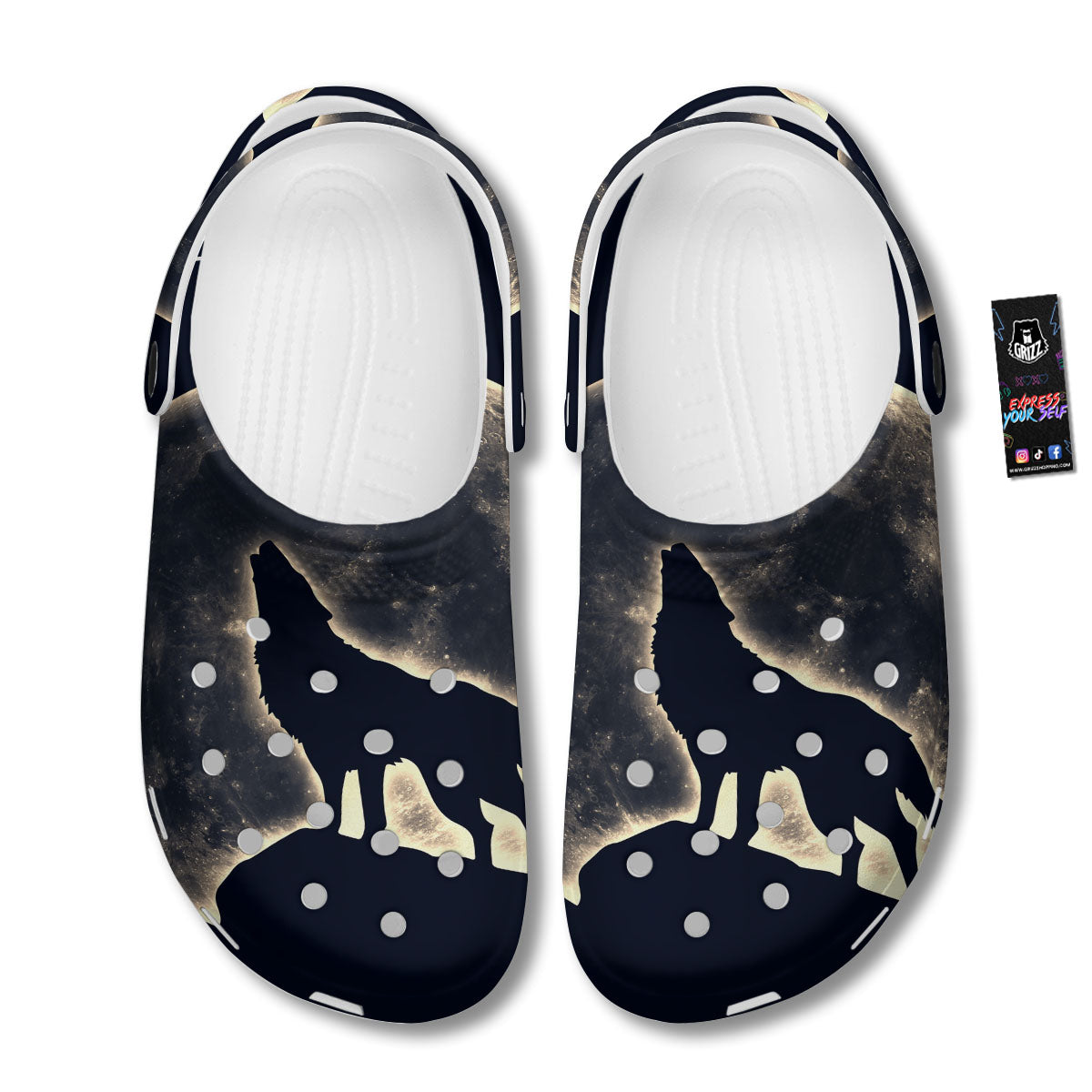 Wolf Moonlight Print Clog-grizzshop