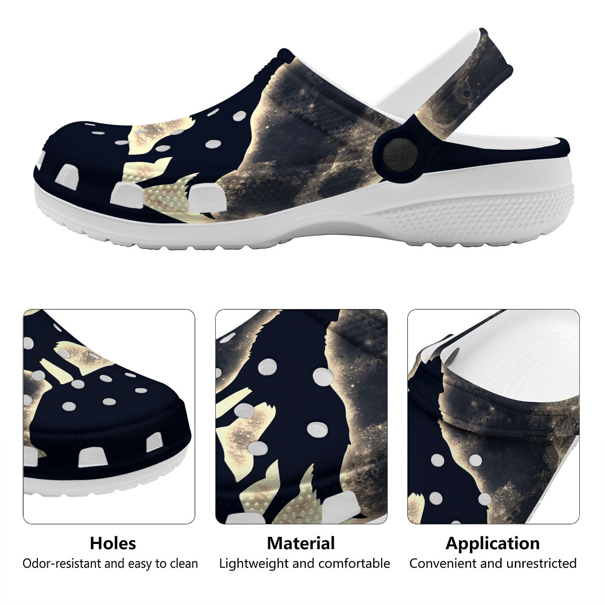 Wolf Moonlight Print Clog-grizzshop