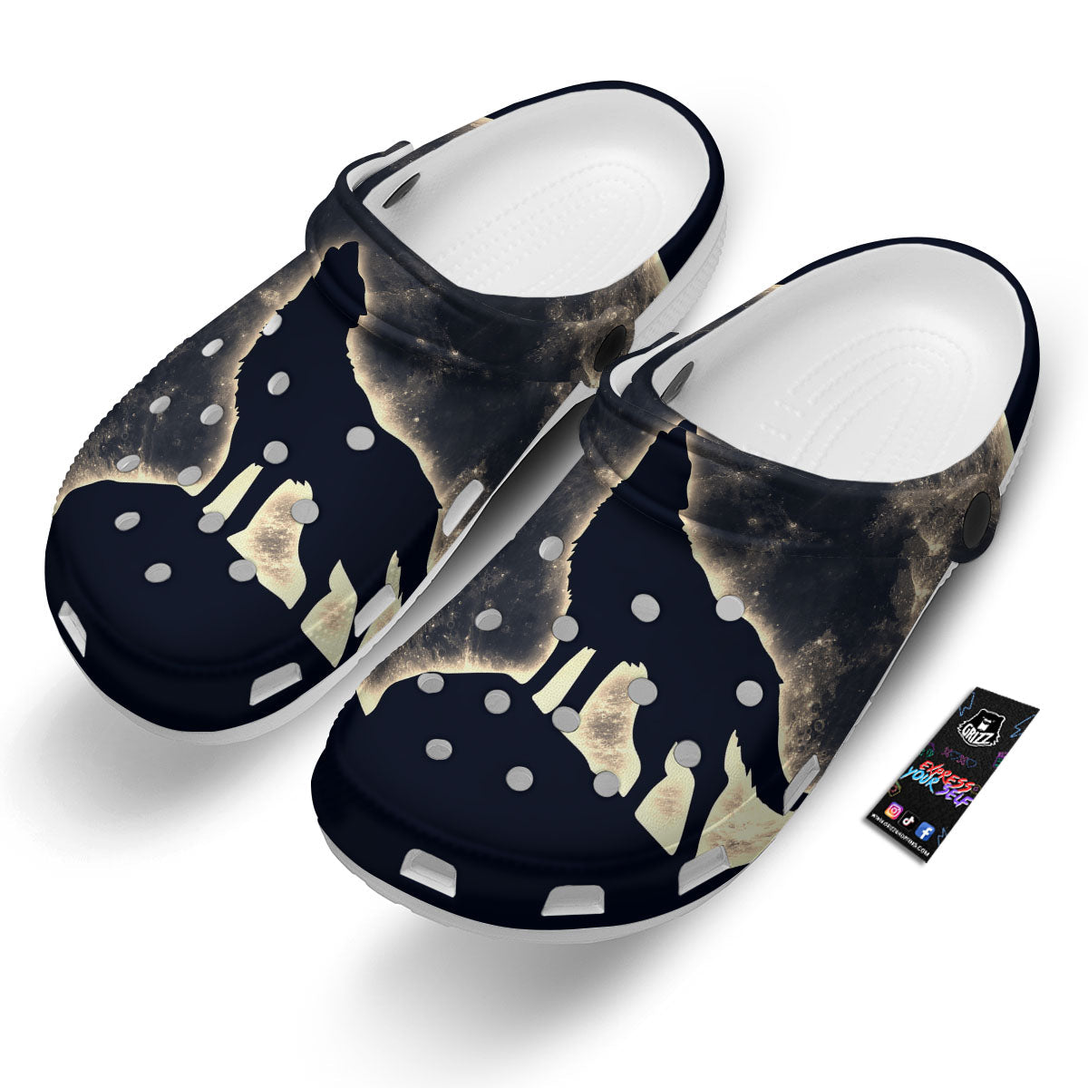Wolf Moonlight Print Clog-grizzshop