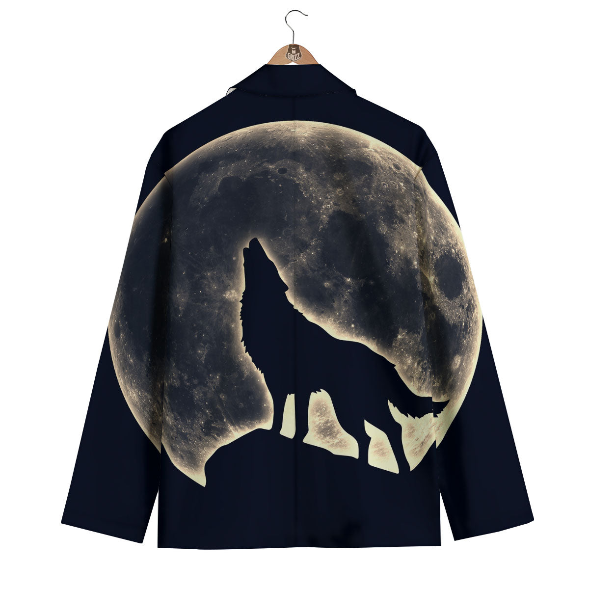 Wolf Moonlight Print Men's Blazer-grizzshop