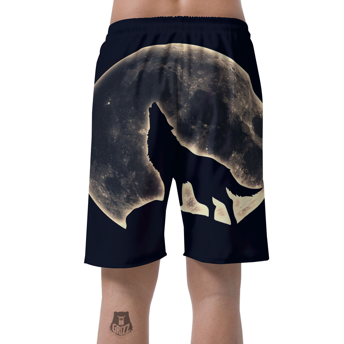Wolf Moonlight Print Men's Shorts-grizzshop