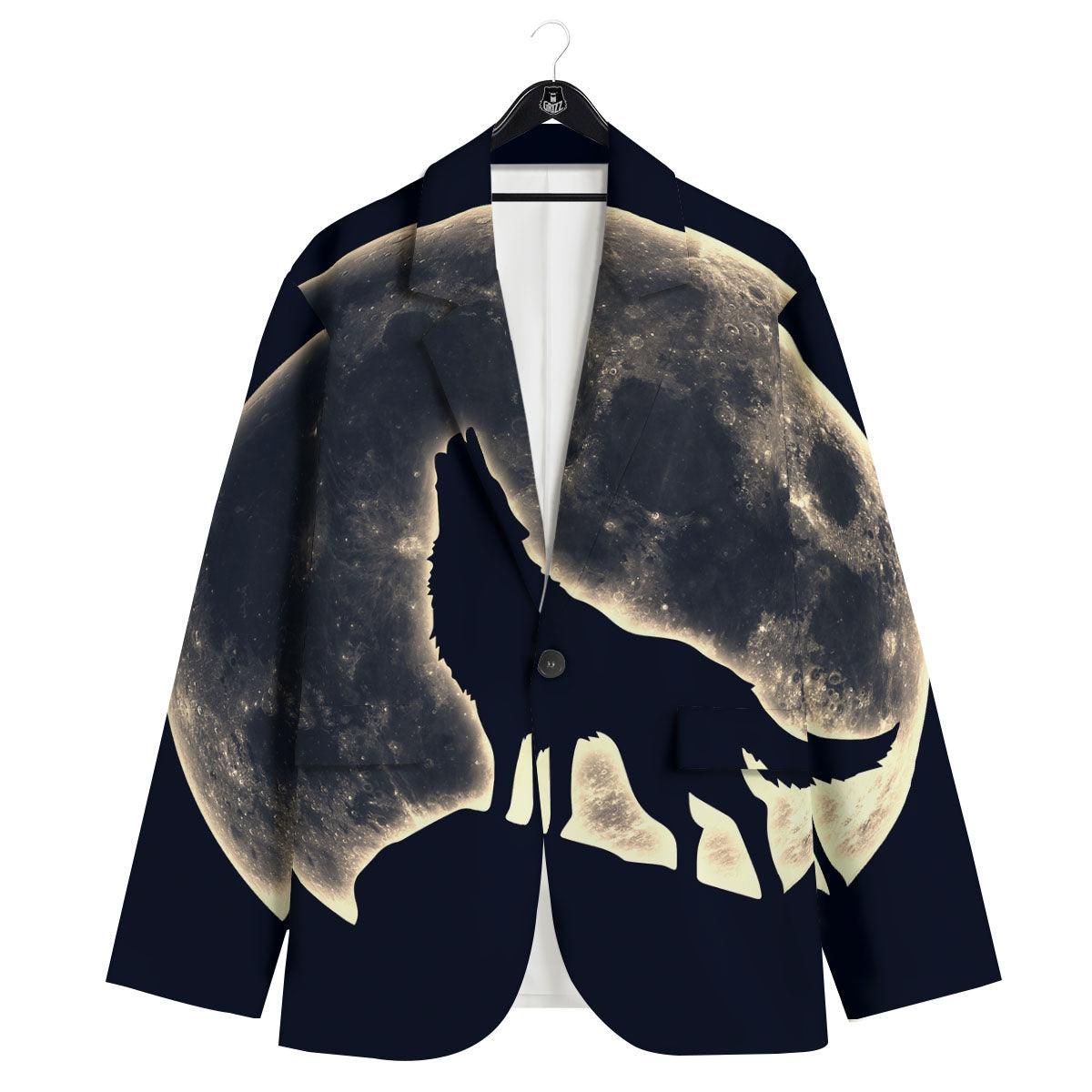 Wolf Moonlight Print Men's Sport Coat-grizzshop
