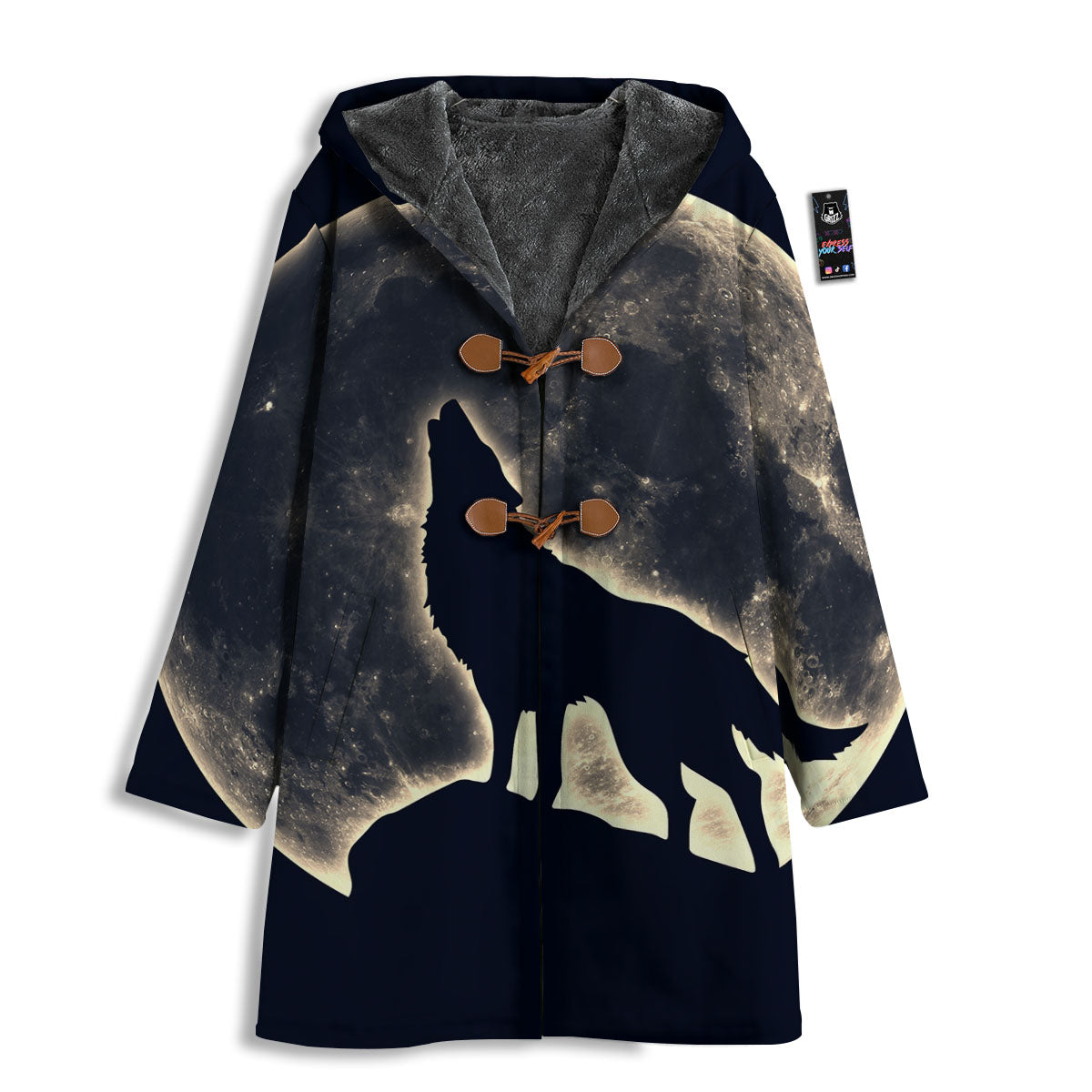 Wolf Moonlight Print Men's Windbreaker Jacket-grizzshop