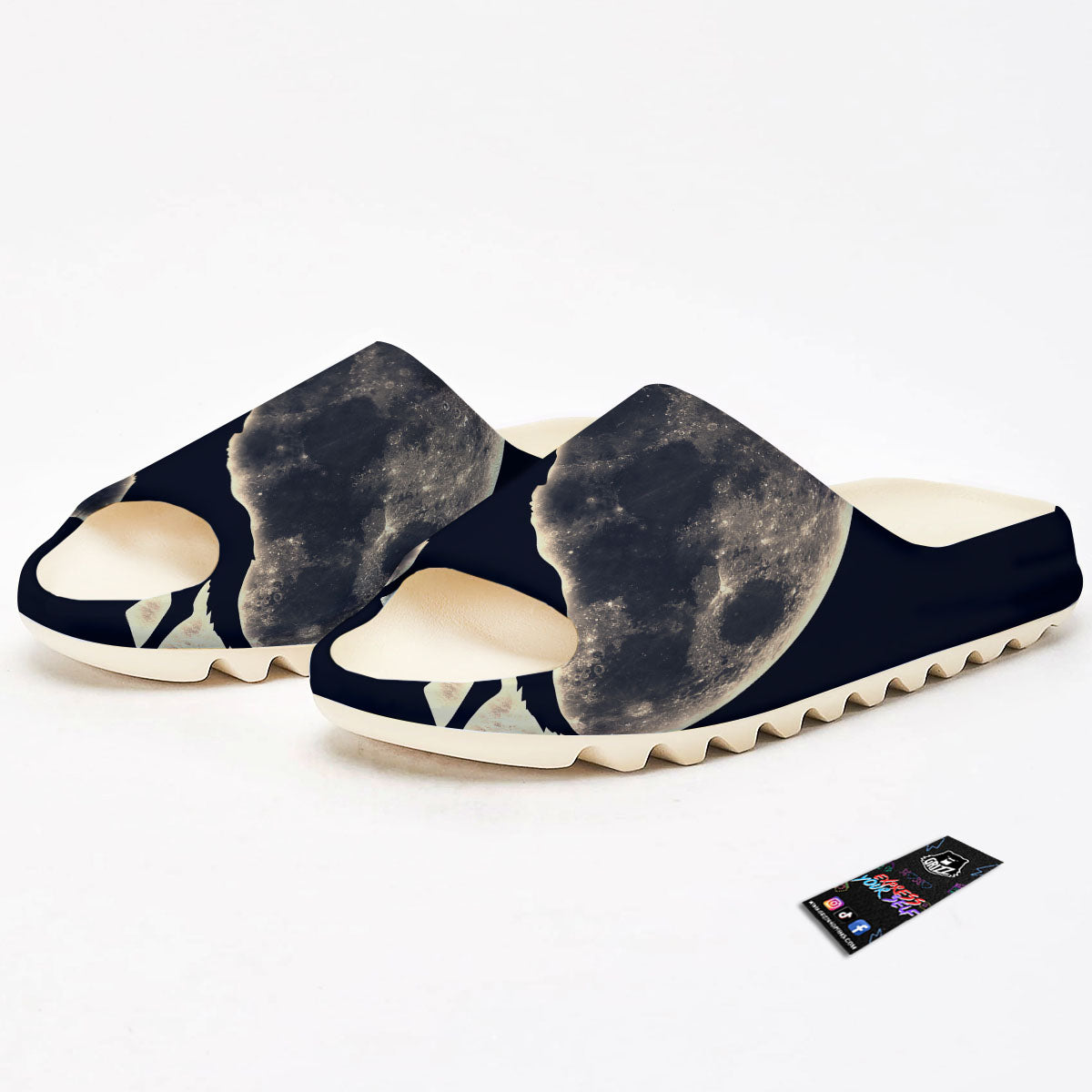 Wolf Moonlight Print Sandals-grizzshop