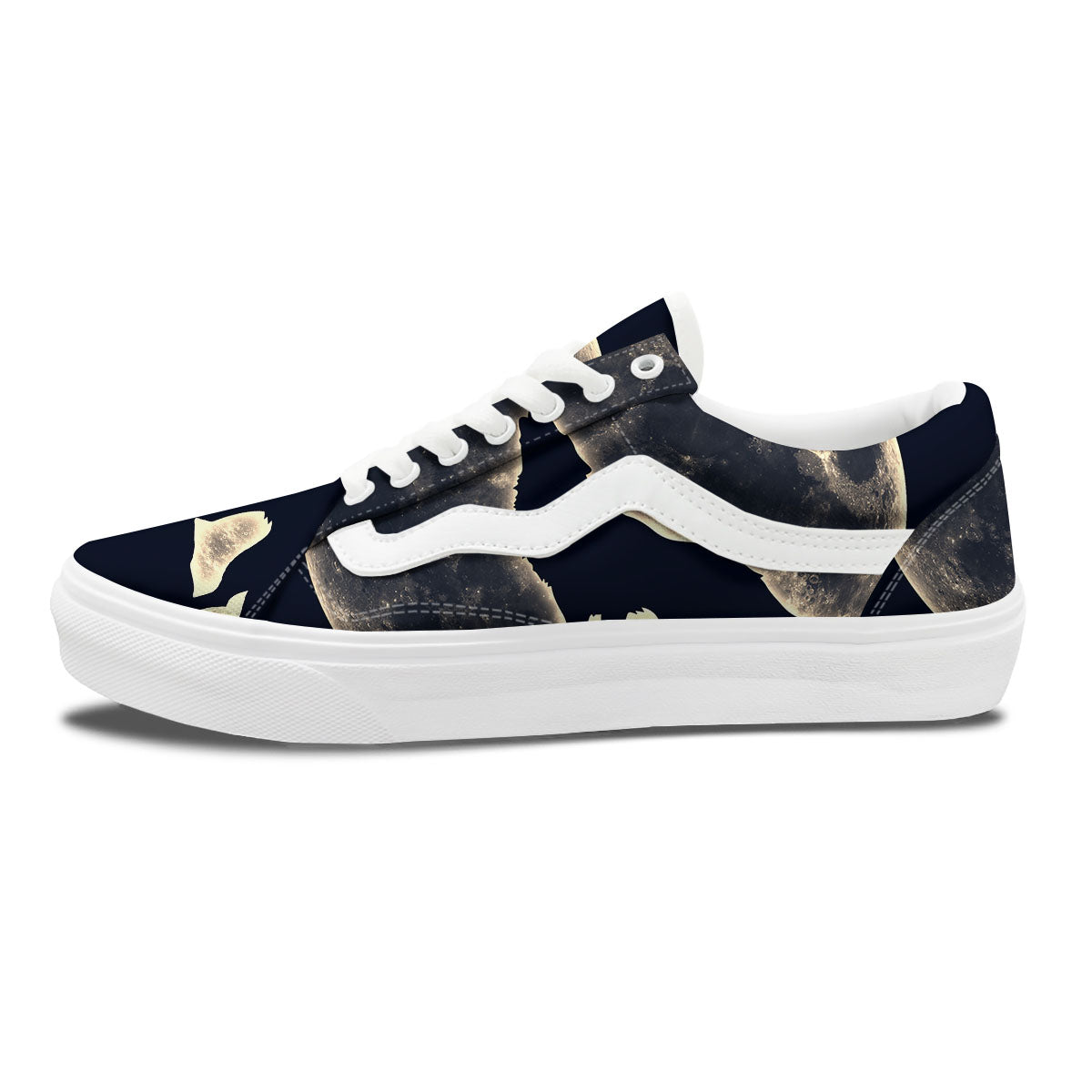 Wolf Moonlight Print Skate Shoes-grizzshop