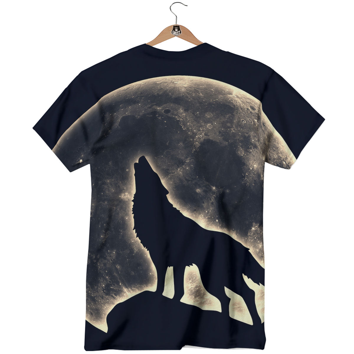Wolf Moonlight Print T-Shirt-grizzshop
