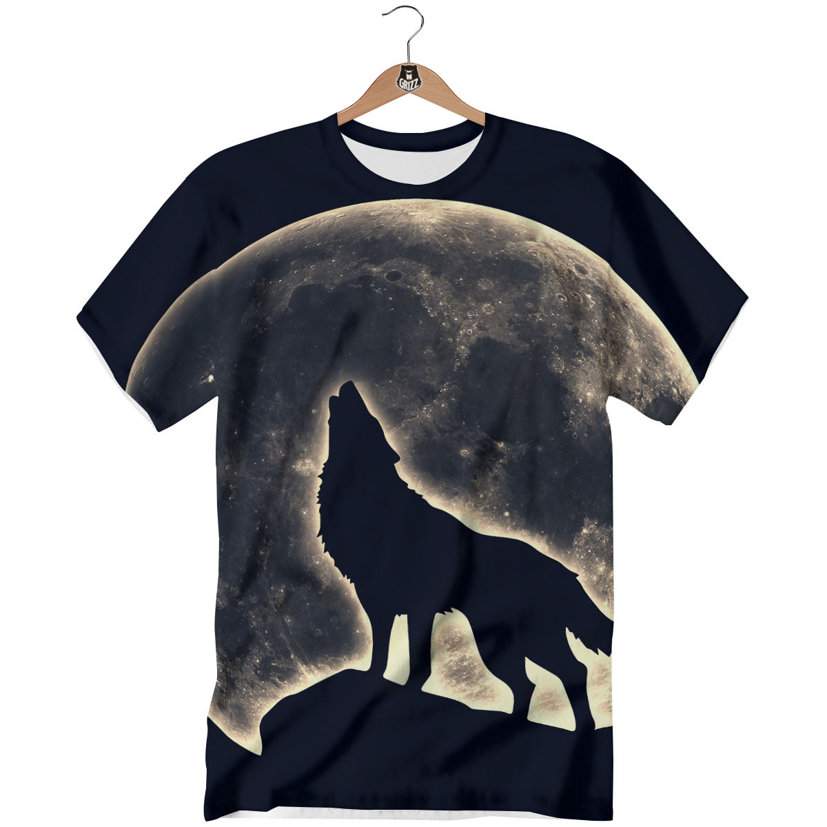 Wolf Moonlight Print T-Shirt-grizzshop