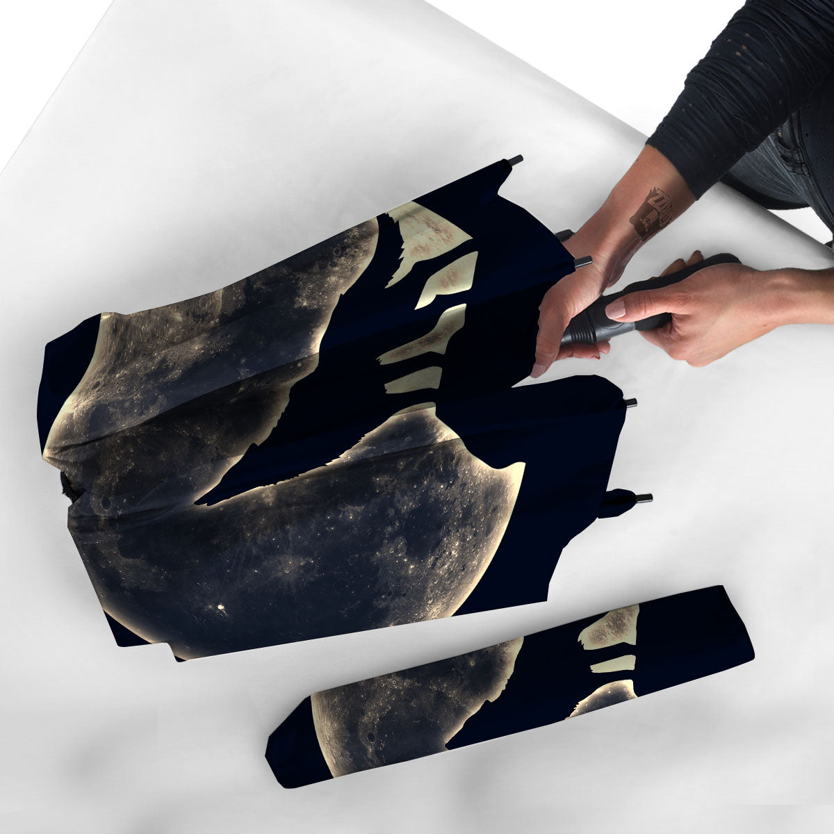 Wolf Moonlight Print Umbrella-grizzshop