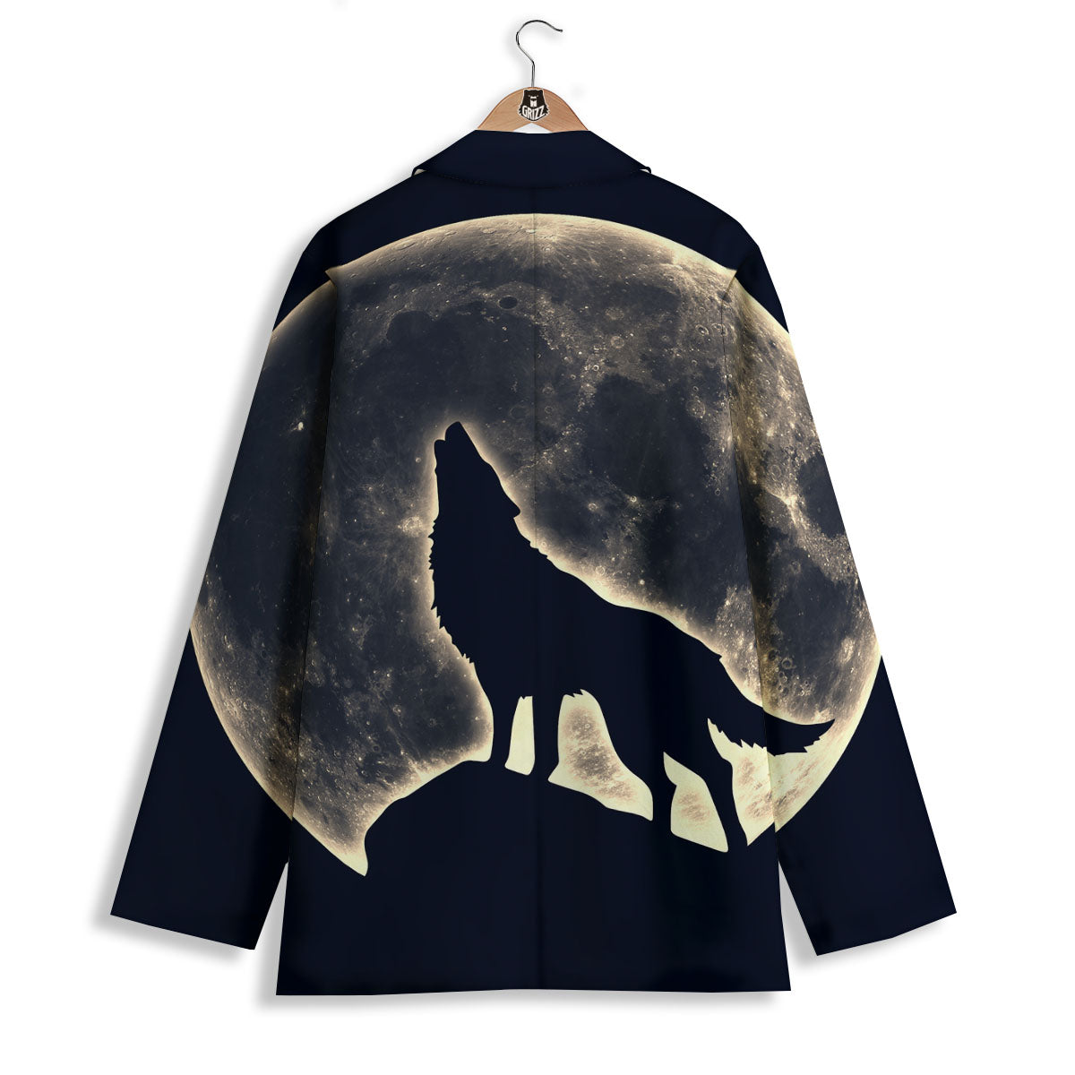 Wolf Moonlight Print Women's Blazer-grizzshop