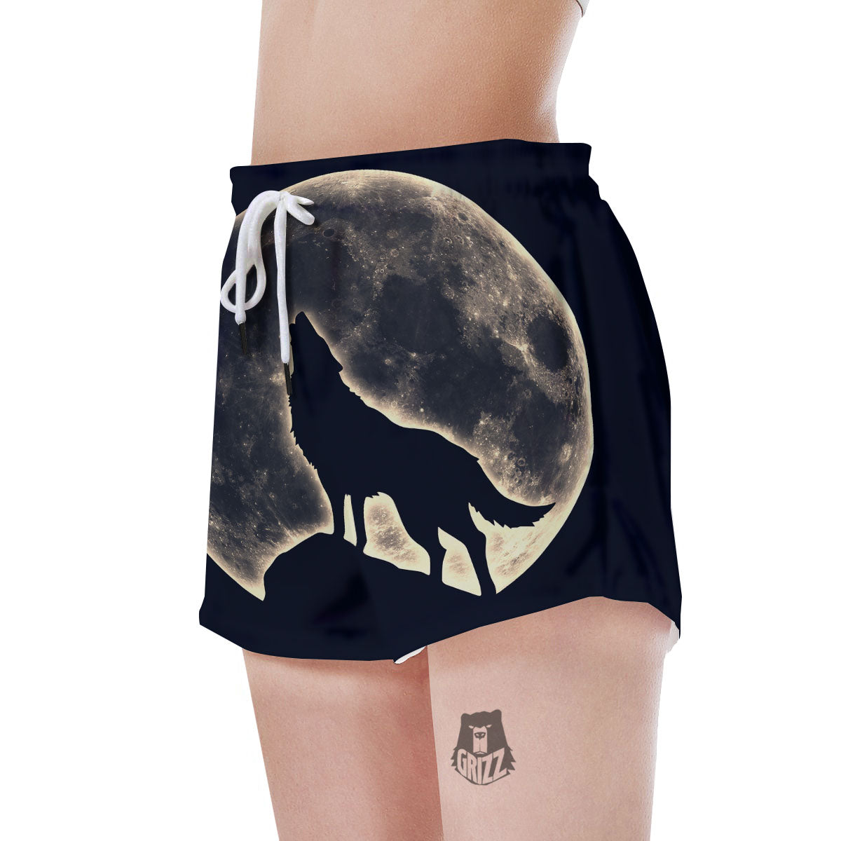Wolf Moonlight Print Women's Shorts-grizzshop