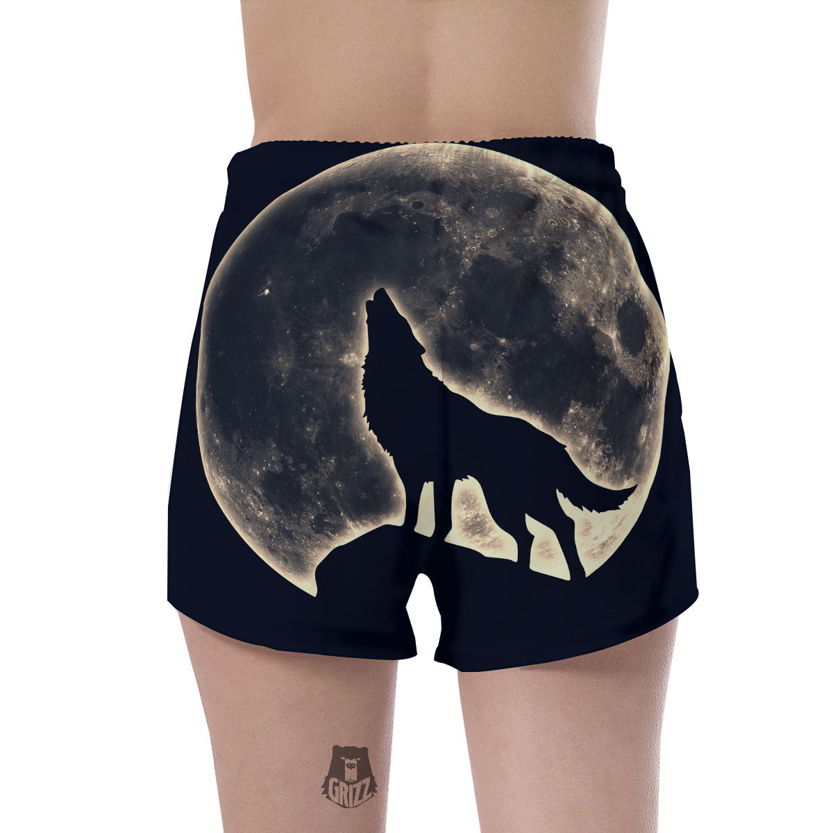 Wolf Moonlight Print Women's Shorts-grizzshop