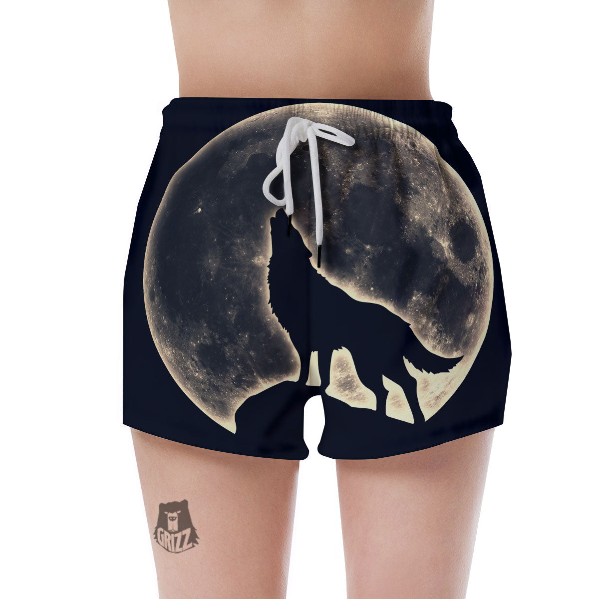 Wolf Moonlight Print Women's Shorts-grizzshop
