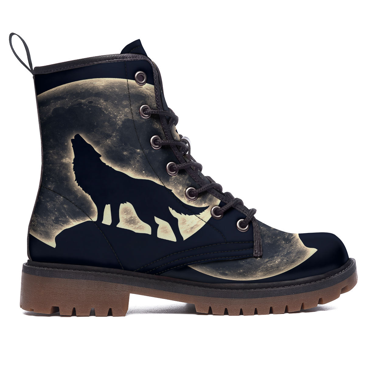 Wolf Moonlight Print Work Boots-grizzshop