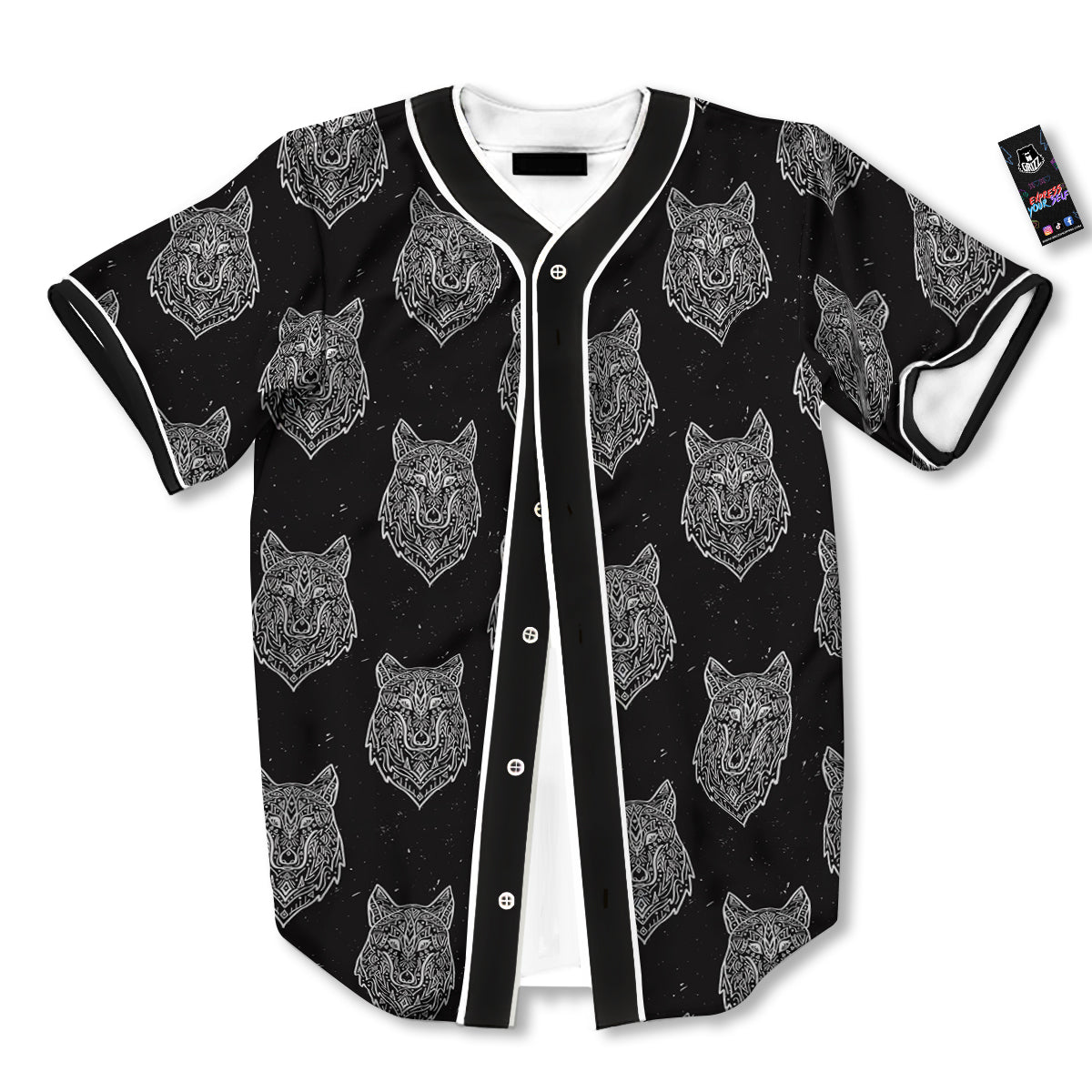 Wolf Native Tribal Print Pattern Baseball Jersey-grizzshop