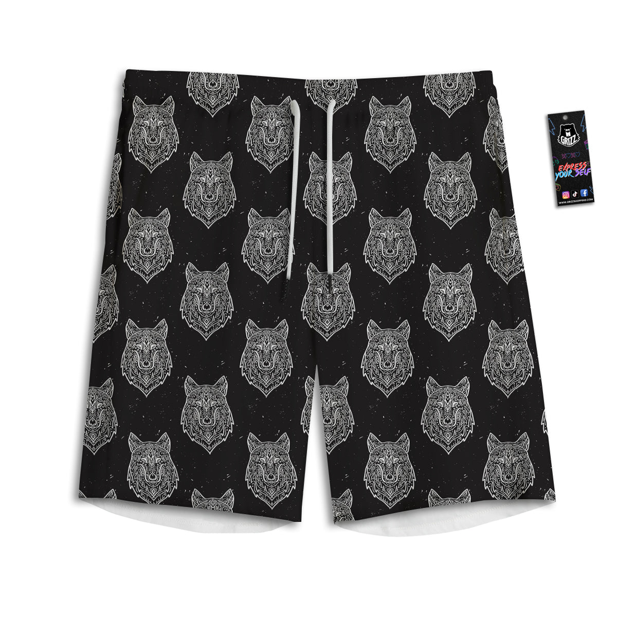 Wolf Native Tribal Print Pattern Men's Athletic Shorts