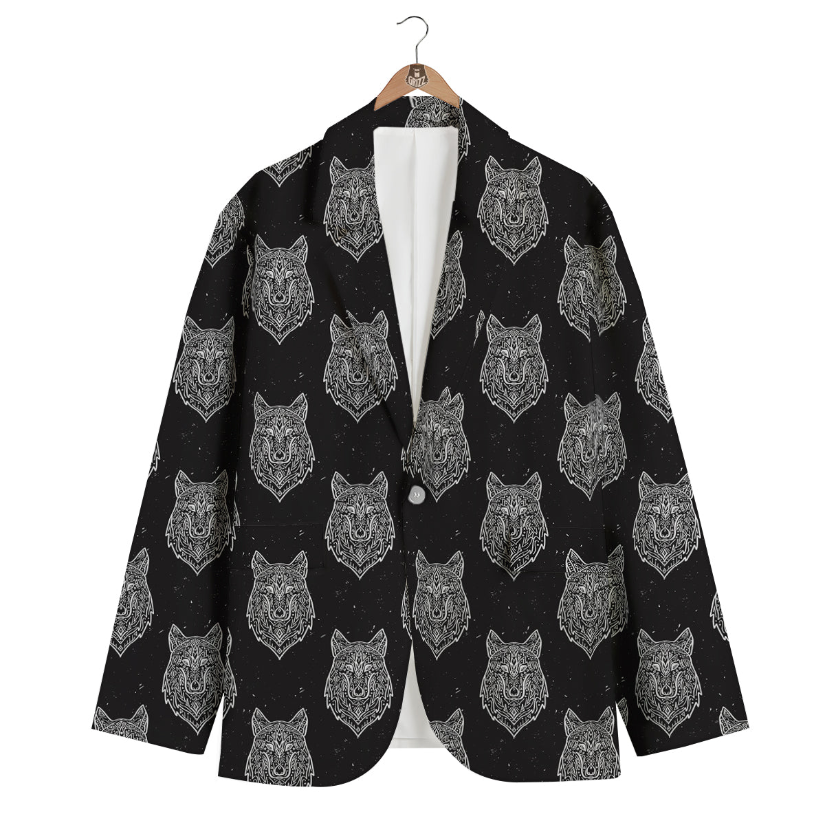 Wolf Native Tribal Print Pattern Men's Blazer-grizzshop