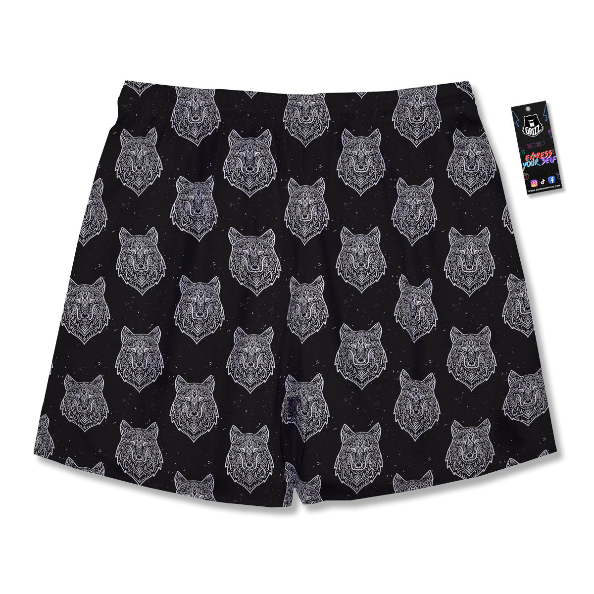 Wolf Native Tribal Print Pattern Men's Running Shorts-grizzshop