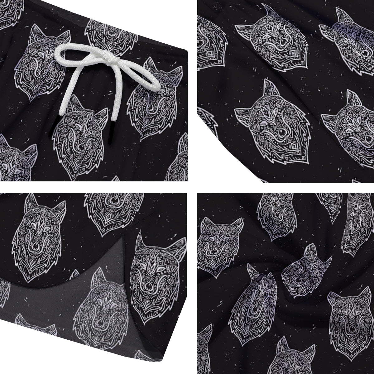 Wolf Native Tribal Print Pattern Men's Running Shorts-grizzshop