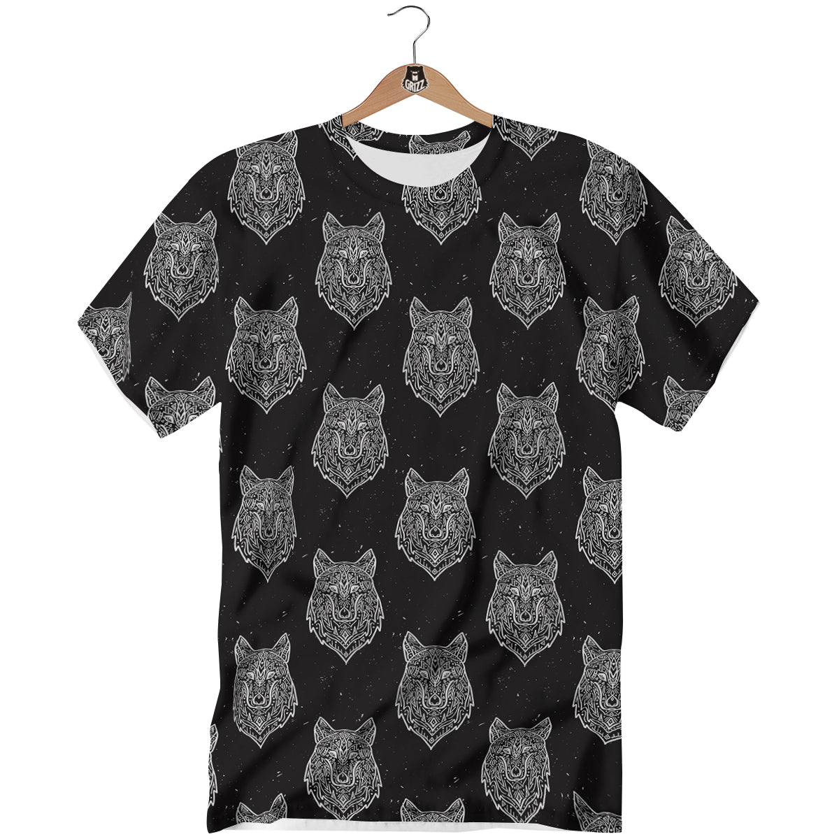 Wolf Native Tribal Print Pattern T-Shirt-grizzshop