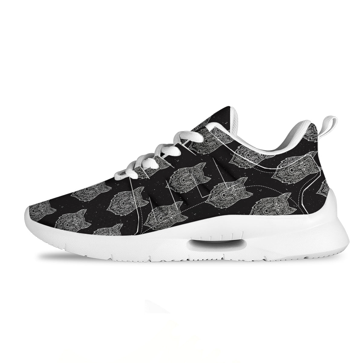 Wolf Native Tribal Print Pattern Tennis Shoes-grizzshop