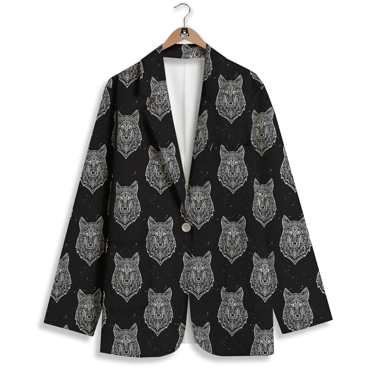 Wolf Native Tribal Print Pattern Women's Blazer-grizzshop