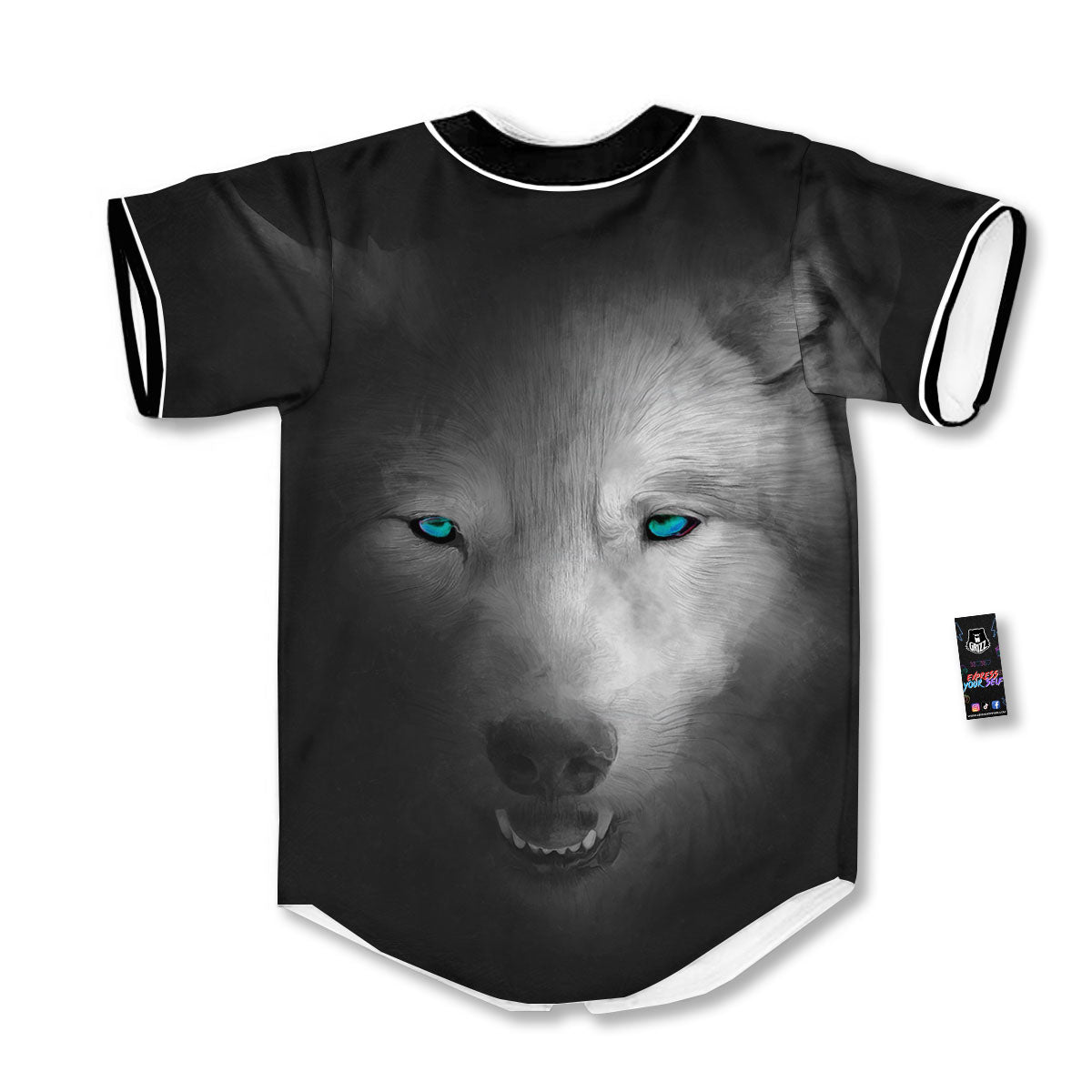 Wolf Painting Watercolor Print Baseball Jersey-grizzshop