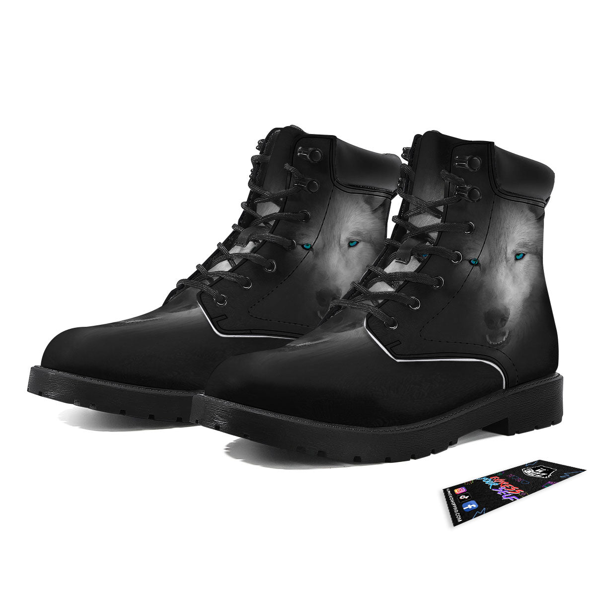 Wolf Painting Watercolor Print Boots-grizzshop
