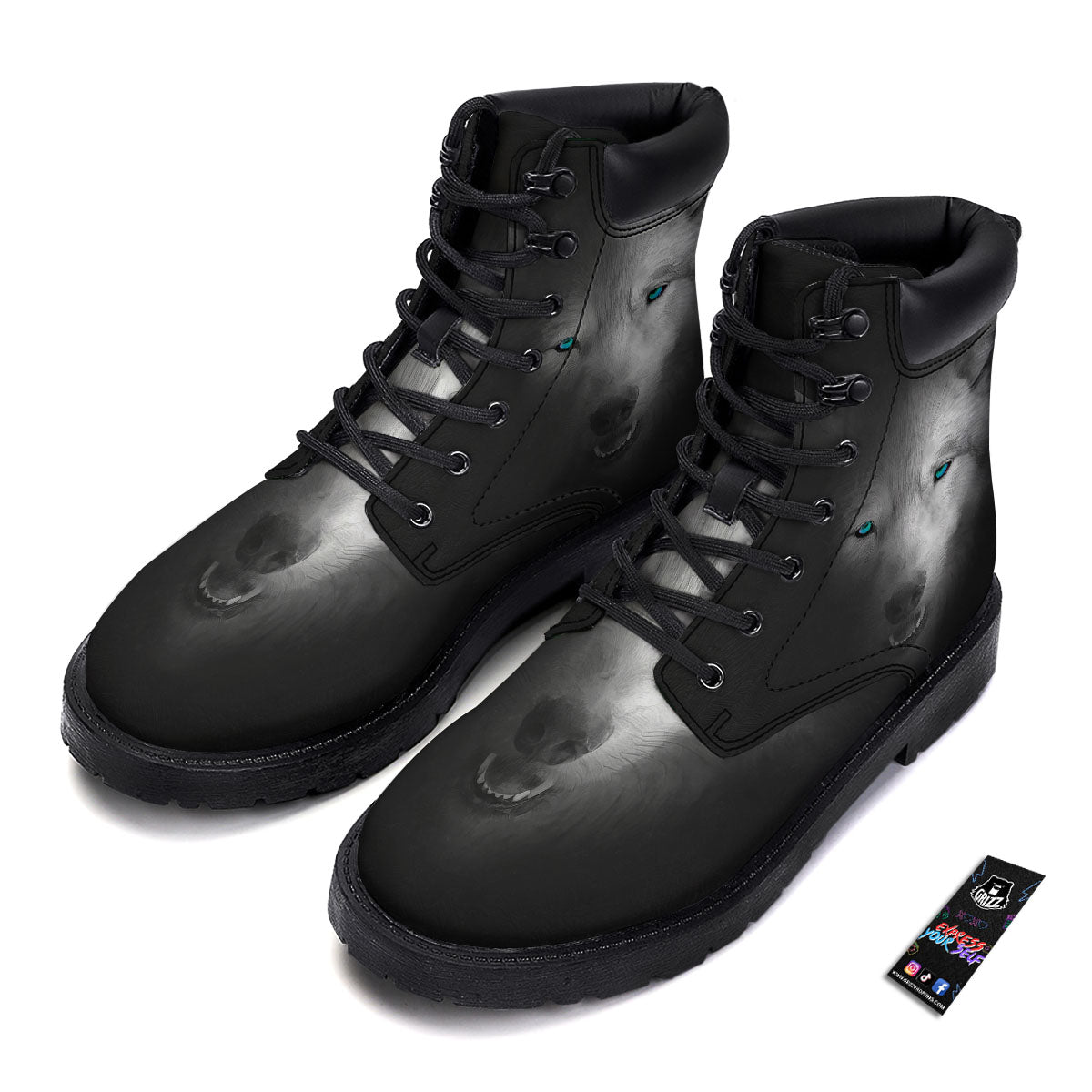 Wolf Painting Watercolor Print Boots-grizzshop